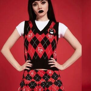 NWT EMILY THE STRANGE DOLLS KILL SWEATER VEST COSTUME M